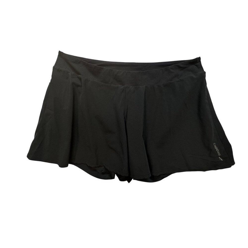 Brooks Womens Athletic Running Skirt With Built-In Shorts Sz XL Black Activewear
